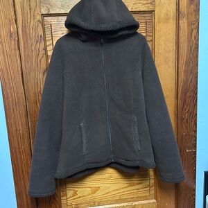 Faded Glory brown fuzzy lined hooded sweatshirt with zipper